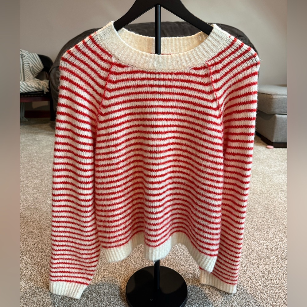 American Eagle Outfitters Red and White Striped Sweater